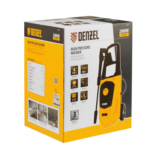 Моечная машина высокого давления R-170, 2000 Вт, 170 бар, 360 л/ч, колесная Denzel по ценам производителя в Москве с доставкой по всей России