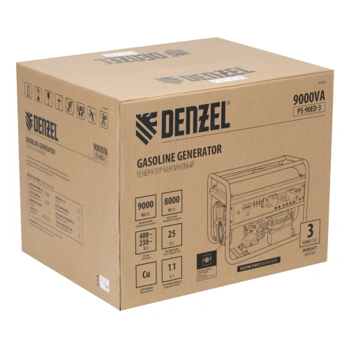 Генератор бензиновый PS 90 ED-3, 9.0 кВт, переключение режима 230 В/400 В, 25 л, электростартер Denzel по ценам производителя в Москве с доставкой по всей России