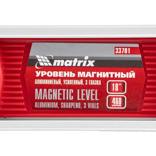 Уровень магнитный, 460 мм, 3 глазка Matrix по ценам производителя в Москве с доставкой по всей России