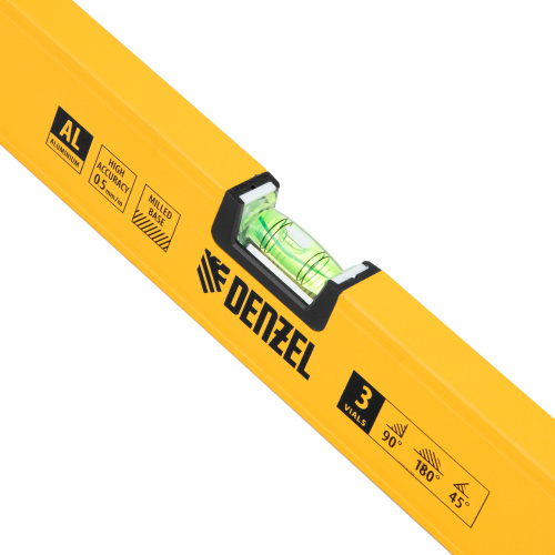 Уровень алюминиевый, магнит, фрезерованный, 3 глазка (1 зеркал.) 0,5 мм/м, 1000 мм Denzel по ценам производителя в Москве с доставкой по всей России