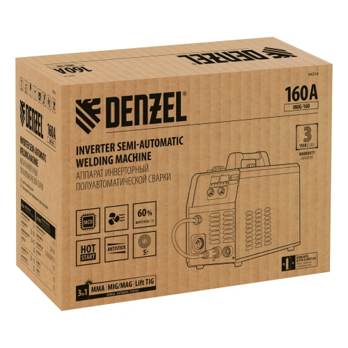 Аппарат инвертор. полуавтомат. cварки IMIG-160 Synergy, 160 А, ПВ 60%, катушка 5 кг Denzel по ценам производителя в Москве с доставкой по всей России