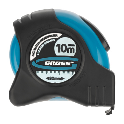 Рулетка "Schlagfest",10 м x 25 мм,магнитный обрезиненный зацеп,двусторонняя шкала,автоматическая фиксация Gross по ценам производителя в Москве с доставкой по всей России