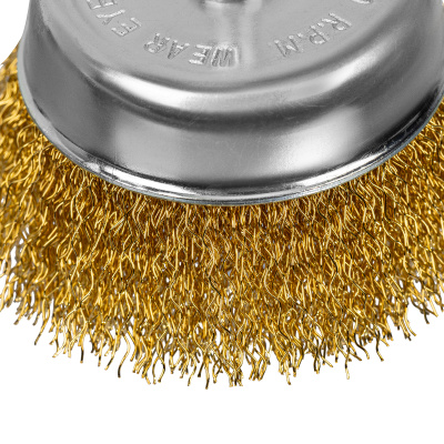 Щетка для дрели, 75 мм, "чашка" со шпилькой, латунированная витая проволока Matrix по ценам производителя в Москве с доставкой по всей России