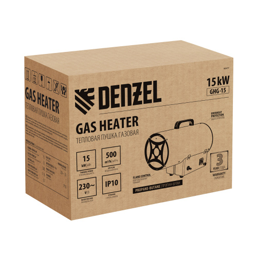 Газовая тепловая пушка GHG-15, 15 кВт, 500 м3/ч, пропан-бутан Denzel по ценам производителя в Москве с доставкой по всей России