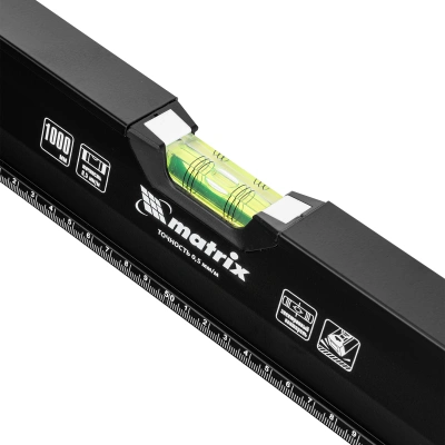 Уровень алюминиевый, усиленный, фрезерованный, 3 глазка, двухкомпонентные рукоятки, 1000 мм Matrix по ценам производителя в Москве с доставкой по всей России