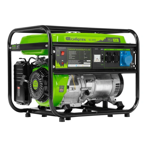 Генератор бензиновый БС-6500, 5.5 кВт, 230В, четырехтактный, 25 л, ручной стартер Сибртех по ценам производителя в Москве с доставкой по всей России