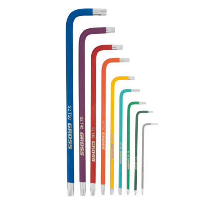 Набор ключей имбусовых Torx -TT, 9 шт: T10-T50, магнит, S2, экстра-длинные, хром/краска 9 шт Gross по ценам производителя в Москве с доставкой по всей России