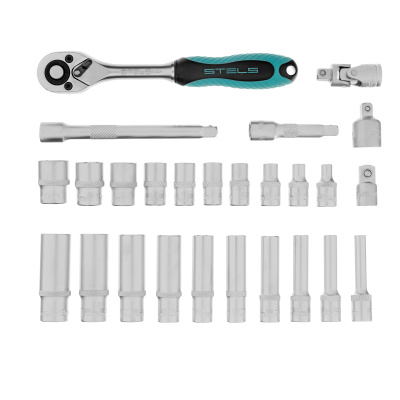 Набор торцевых головок с трещоткой, 1/4", 26 предметов Stels по ценам производителя в Москве с доставкой по всей России