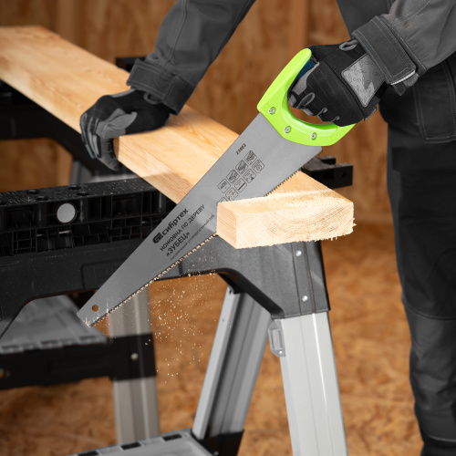 Ножовка по дереву "Зубец", 400 мм, 7-8 TPI, каленый зуб 2D, двухкомпонентная рукоятка Сибртех по ценам производителя в Москве с доставкой по всей России