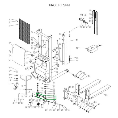 Цепь поворотного колеса в сборе с натяжителем для штабелеров SPN по ценам производителя в Москве с доставкой по всей России