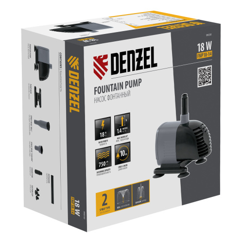 Насос фонтанный FNP18-14, 18 Вт, подъем 1,4 м, 750 л/ч, колокольчик/каскад Denzel по ценам производителя в Москве с доставкой по всей России