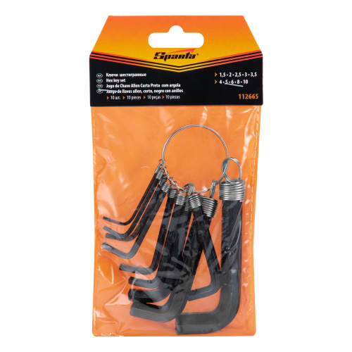 Набор ключей имбусовых HEX, 1.5-10 мм, CrV, 10 шт, оксидированные, на кольце Sparta по ценам производителя в Москве с доставкой по всей России