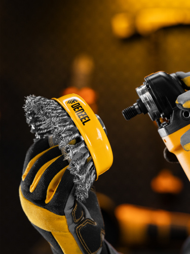 Щетка для УШМ, 125 мм, "Чашка", крученая нержавеющая проволока 0.5 мм, М14 Denzel по ценам производителя в Москве с доставкой по всей России