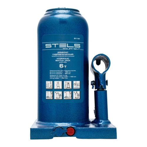 Домкрат гидравлический бутылочный телескопический, 6 т, h подъема 190-480 мм Stels по ценам производителя в Москве с доставкой по всей России