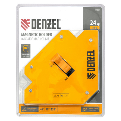 Фиксатор магнитный отключаемый для сварочных работ усилие 55 LB, 45х90х135 град. Denzel по ценам производителя в Москве с доставкой по всей России