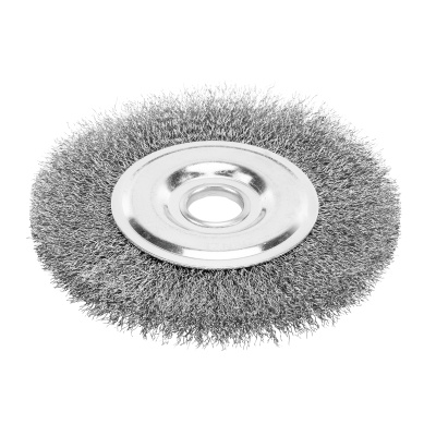 Щетка для УШМ, 150 мм, "Плоская", витая нержавеющая проволока 0.3 мм, посадка 22.2 мм Denzel по ценам производителя в Москве с доставкой по всей России