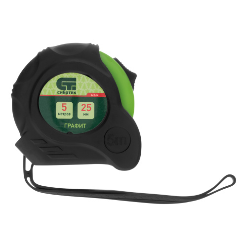 Рулетка Графит,обрезиненный корпус,амортизатор,5 м х 25 мм Сибртех по ценам производителя в Москве с доставкой по всей России
