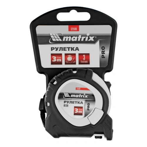 Рулетка Neon,3 м x 16 мм,обрезиненный корпус,3 фиксации,Pro Matrix по ценам производителя в Москве с доставкой по всей России