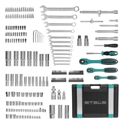 Набор инструментов, 1/4", 3/8", 1/2", Cr-V, S2, усиленный кейс, 216 предметов Stels по ценам производителя в Москве с доставкой по всей России