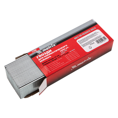 Гвозди для пневматического нейлера, длина 25 мм, ширина 1.25 мм, толщина 1 мм, 5000 шт Matrix по ценам производителя в Москве с доставкой по всей России