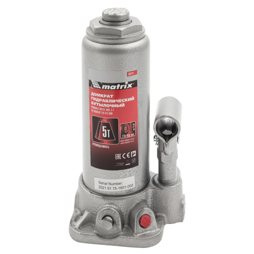 Домкрат гидравлический бутылочный, 5 т, высота подъема 216-413 мм Matrix по ценам производителя в Москве с доставкой по всей России