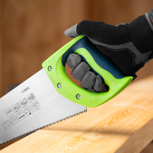 Ножовка по дереву "Зубец", 400 мм, 7-8 TPI, каленый зуб 2D, двухкомпонентная рукоятка Сибртех по ценам производителя в Москве с доставкой по всей России