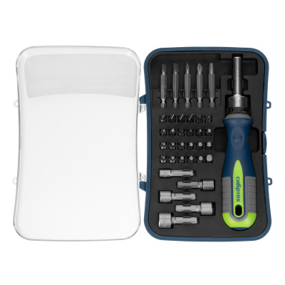 Отвертка реверсивная с набором бит и торцевыми головками, 35 шт, CrV Сибртех купить в Москве с доставкой по всей России | ProtosMarket.ru