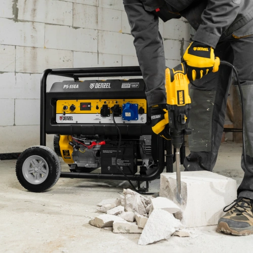 Генератор бензиновый PS 55 EA, 5.5 кВт, 230 В, 25 л, коннектор автоматики, электростартер Denzel по ценам производителя в Москве с доставкой по всей России