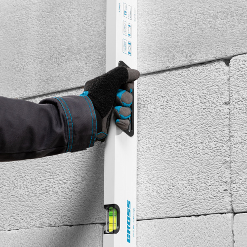 Уровень алюминиевый, 1000 мм, усиленный, рукоятки, фрезерованный, 3 глазка, магнитный Gross по ценам производителя в Москве с доставкой по всей России