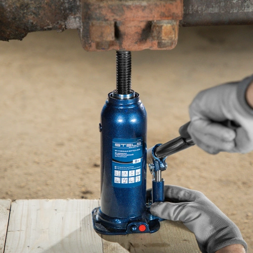 Домкрат гидравлический бутылочный, 8 т, h подъема 222-447 мм Stels по ценам производителя в Москве с доставкой по всей России