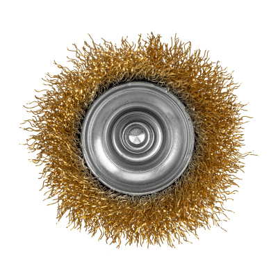 Щетка для дрели, 65 мм, "чашка" со шпилькой, латунированная витая проволока Matrix по ценам производителя в Москве с доставкой по всей России