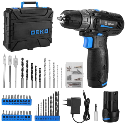 Аккумуляторная дрель-шуруповерт DEKO DKCD12 в кейсе + набор инструментов 92 шт, 12В, 2х2.0 Ач по ценам производителя в Москве с доставкой по всей России