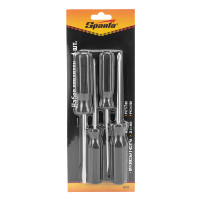 Набор отверток 4 шт, SL5 x 100.6 x 100, PH1 x 100, 2 x 100, углеродистая сталь, пластиковая рукоятка Sparta по ценам производителя в Москве с доставкой по всей России