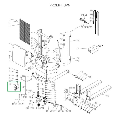 Поворотная опора для поворотных колес для штабелеров SPN (в сборе с колесом) по ценам производителя в Москве с доставкой по всей России