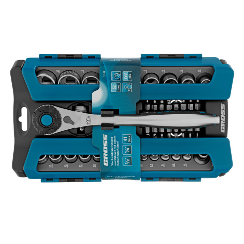 Набор торцевых головок, трещотка 120 зубьев, 1/2", 1/4", CrV, 41 предмет Gross по ценам производителя в Москве с доставкой по всей России