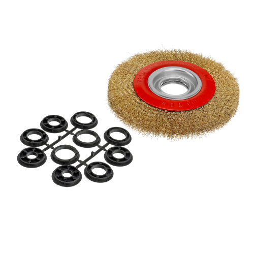 Щетка для точила, 150 мм, посадка 32 мм, плоская, латунированная витая проволока Matrix по ценам производителя в Москве с доставкой по всей России