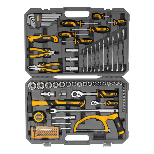Набор инструментов, 1/2", 1/4", CrV, S2, пластиковый кейс, 100 предметов Denzel по ценам производителя в Москве с доставкой по всей России