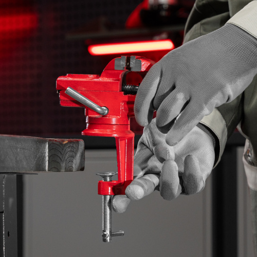 Тиски слесарные, 50 мм, настольные, поворотные, c наковальней MTX по ценам производителя в Москве с доставкой по всей России