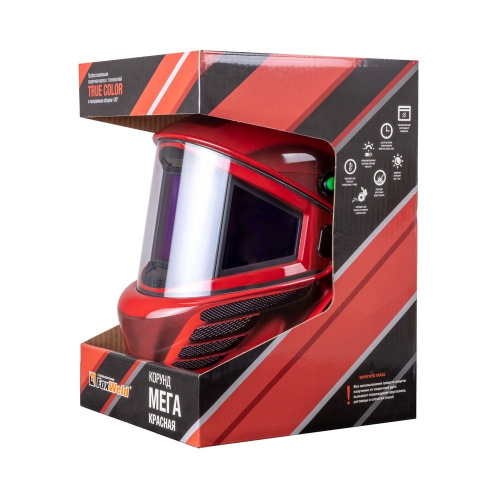 Маска сварщика КОРУНД МЕГА "красная" (ф-р MEGA LED) в коробке по ценам производителя в Москве с доставкой по всей России