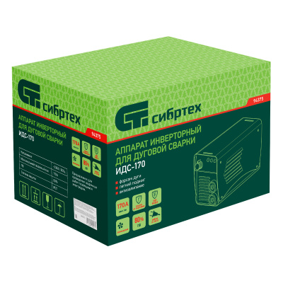 Аппарат инверторный дуговой сварки ИДС-170, 170 А, ПВ 80%, диаметр электрода 1.6-3.2 мм Сибртех по ценам производителя в Москве с доставкой по всей России