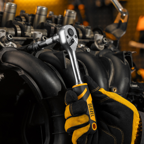 Ключ-трещотка 3/8", 90 зубьев, с быстрым сбросом, CrV Denzel по ценам производителя в Москве с доставкой по всей России