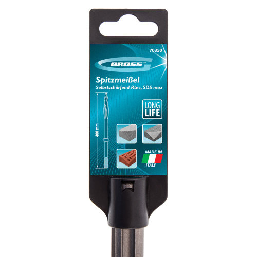 Зубило пикообразное, самозатачивающееся Rtec 400 мм, SDS Max Gross по ценам производителя в Москве с доставкой по всей России
