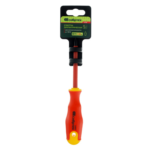 Отвертка диэлектрическая PH1 х 80 мм, CrV, до 1000 В, двухкомпонентная рукоятка Сибртех по ценам производителя в Москве с доставкой по всей России