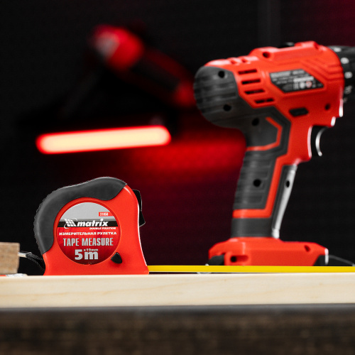 Рулетка Double fixation,5 м х 19 мм,обрезиненный корпус,двойная плавная фиксация Matrix по ценам производителя в Москве с доставкой по всей России