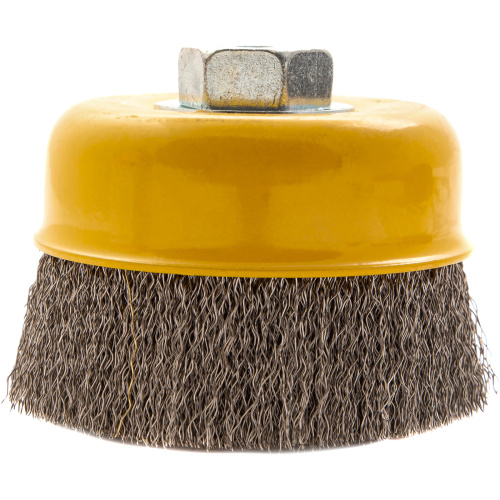 Щетка для УШМ, 100 мм, "Чашка", витая нержавеющая проволока 0.3 мм, М14 Denzel по ценам производителя в Москве с доставкой по всей России