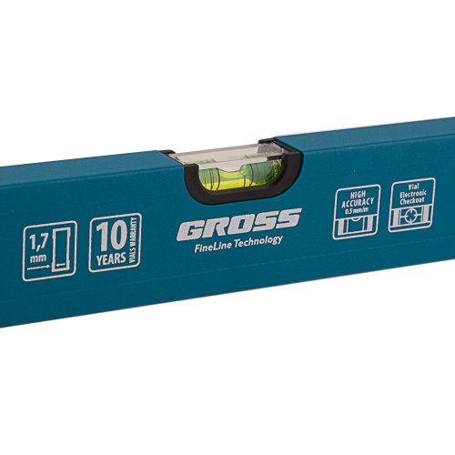 Уровень алюминиевый усиленный, 1000 мм, 3 глазка Gross по ценам производителя в Москве с доставкой по всей России