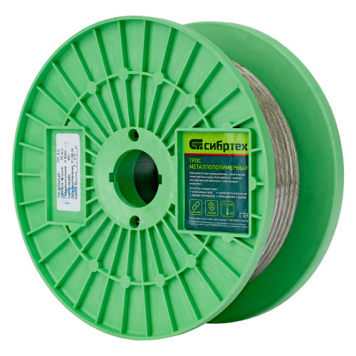 Трос металлополимерный прозрачный ПР-5.0, толщина 5.0 мм, катушка 50 метров Сибртех по ценам производителя в Москве с доставкой по всей России