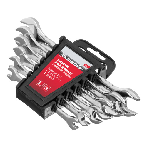 Набор ключей рожковых 6 шт, 6-17 мм, CrV, Elliptical, зеркальное хромирование Matrix по ценам производителя в Москве с доставкой по всей России
