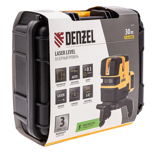 Лазерный уровень LX 06 Green, 30 м, 520 нм, аккумулятор Li 5200 mAh, резьба 5/8" Denzel по ценам производителя в Москве с доставкой по всей России
