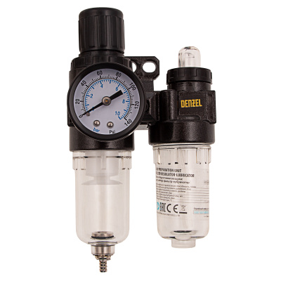 Блок подготовки воздуха регулятор-фильтр-лубрикатор FLR1500, 10 бар, 1500 л/мин, 1/4" Denzel по ценам производителя в Москве с доставкой по всей России